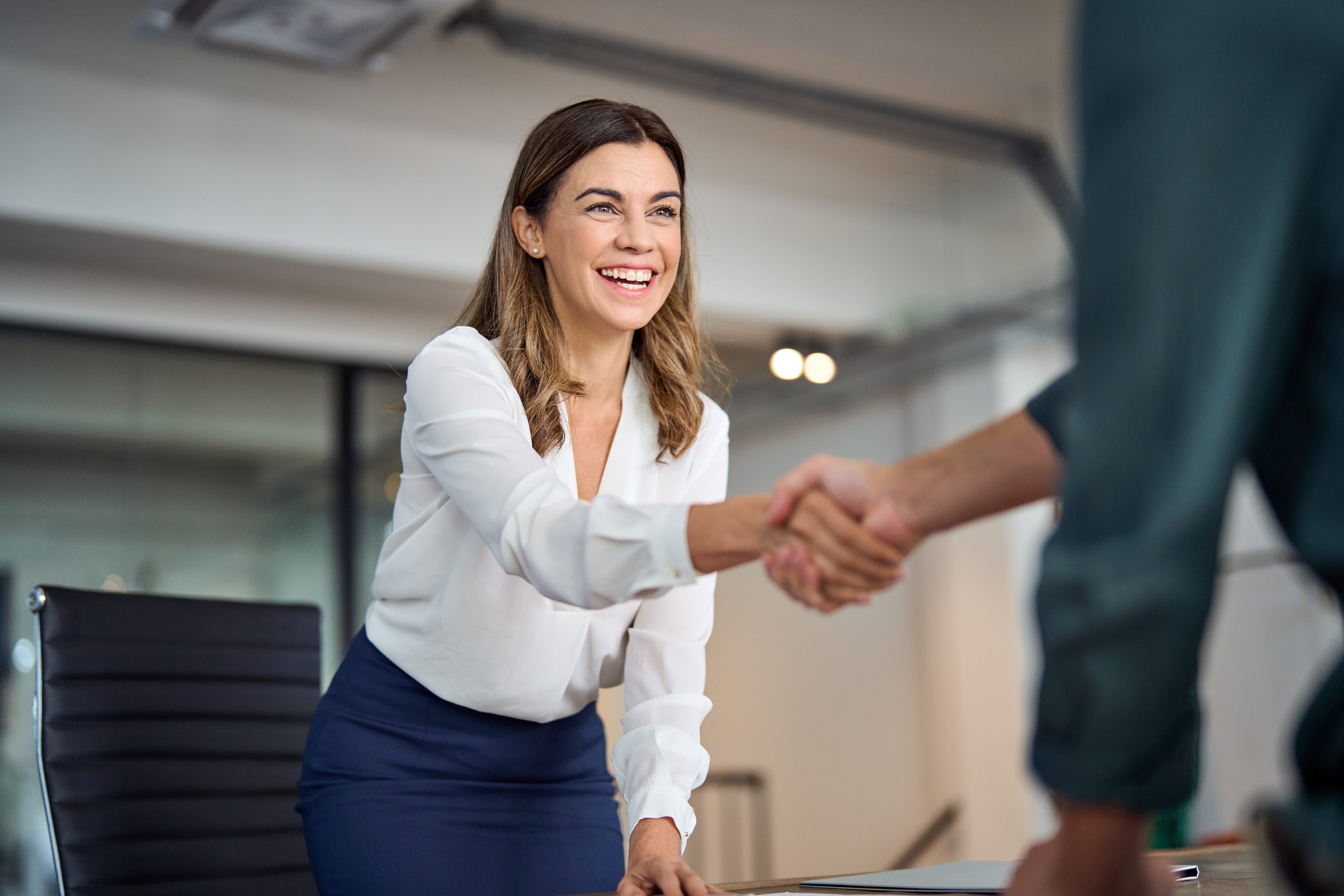 Happy,Mid,Aged,Business,Woman,Manager,Handshaking,Greeting,Client,In Happy,Mid,Aged,Business,Woman,Manager,Handshaking,Greeting,Client,In