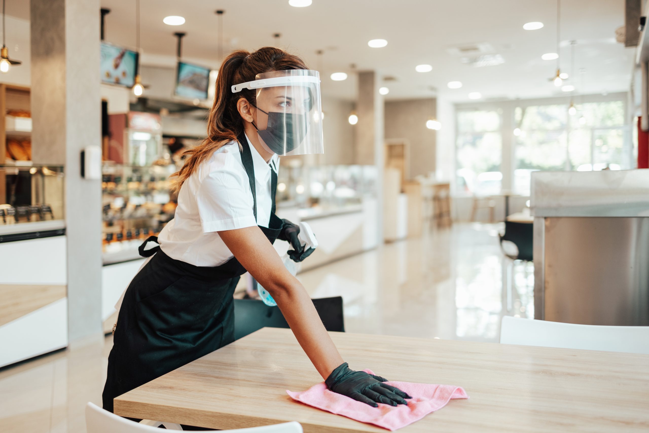 Beautiful,Woman,Working,Bakery,Or,Fast,Food,Restaurant.,She,Is